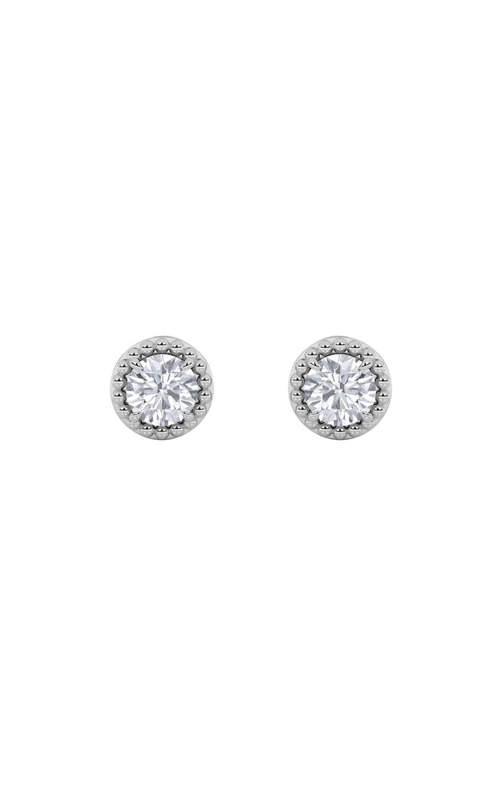 2Cttw Round Shaped Lab Grown Diamond (F/VS) Stud Earrings in 14K Gold