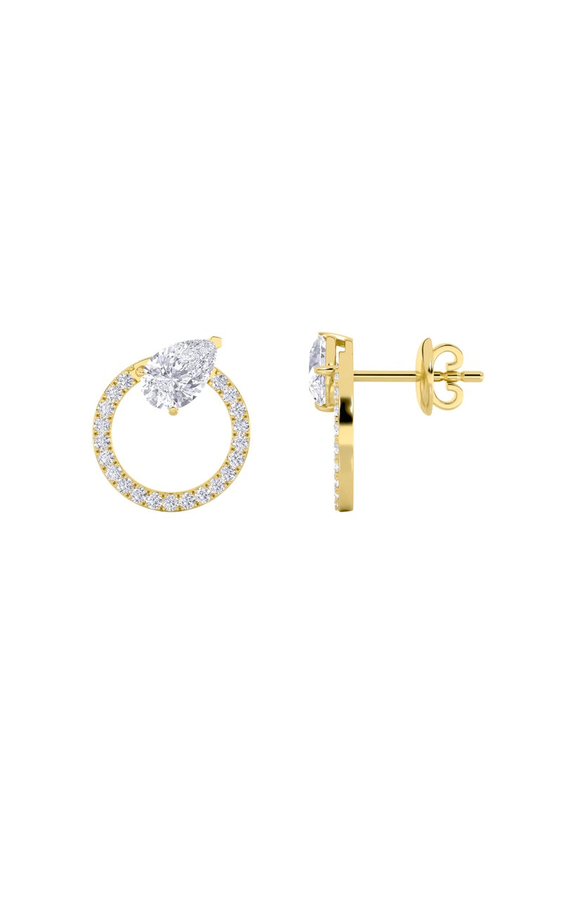 1.5Cttw Pear Shaped Lab Grown Diamond (F/VS) Dangle Fashion Earrings in 14K Gold