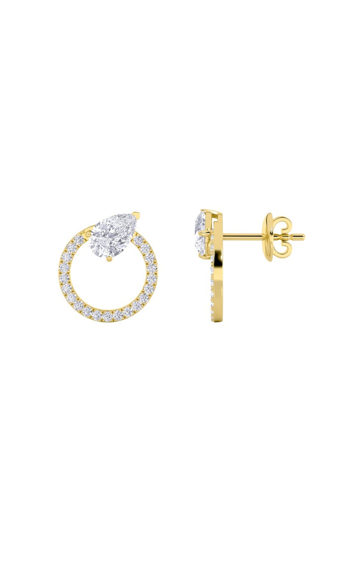 1.5Cttw Pear Shaped Lab Grown Diamond (F/VS) Dangle Fashion Earrings in 14K Gold