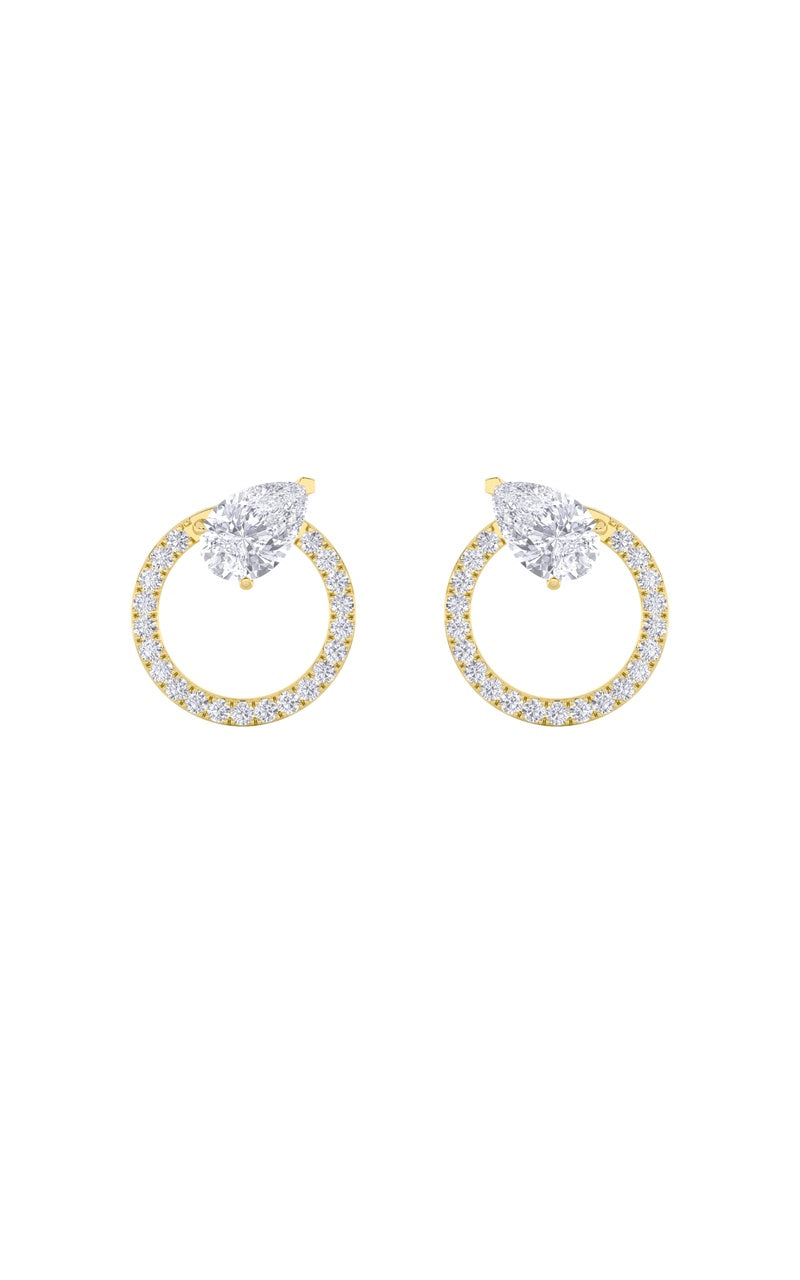 1.5Cttw Pear Shaped Lab Grown Diamond (F/VS) Dangle Fashion Earrings in 14K Gold