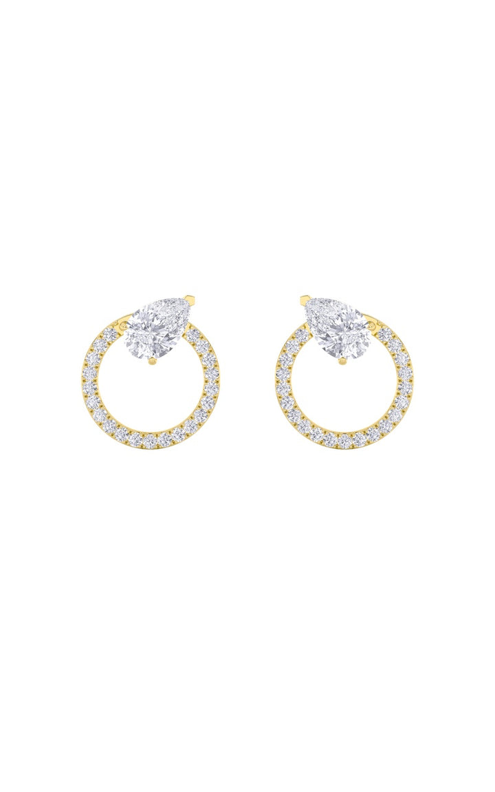 1.5Cttw Pear Shaped Lab Grown Diamond (F/VS) Dangle Fashion Earrings in 14K Gold