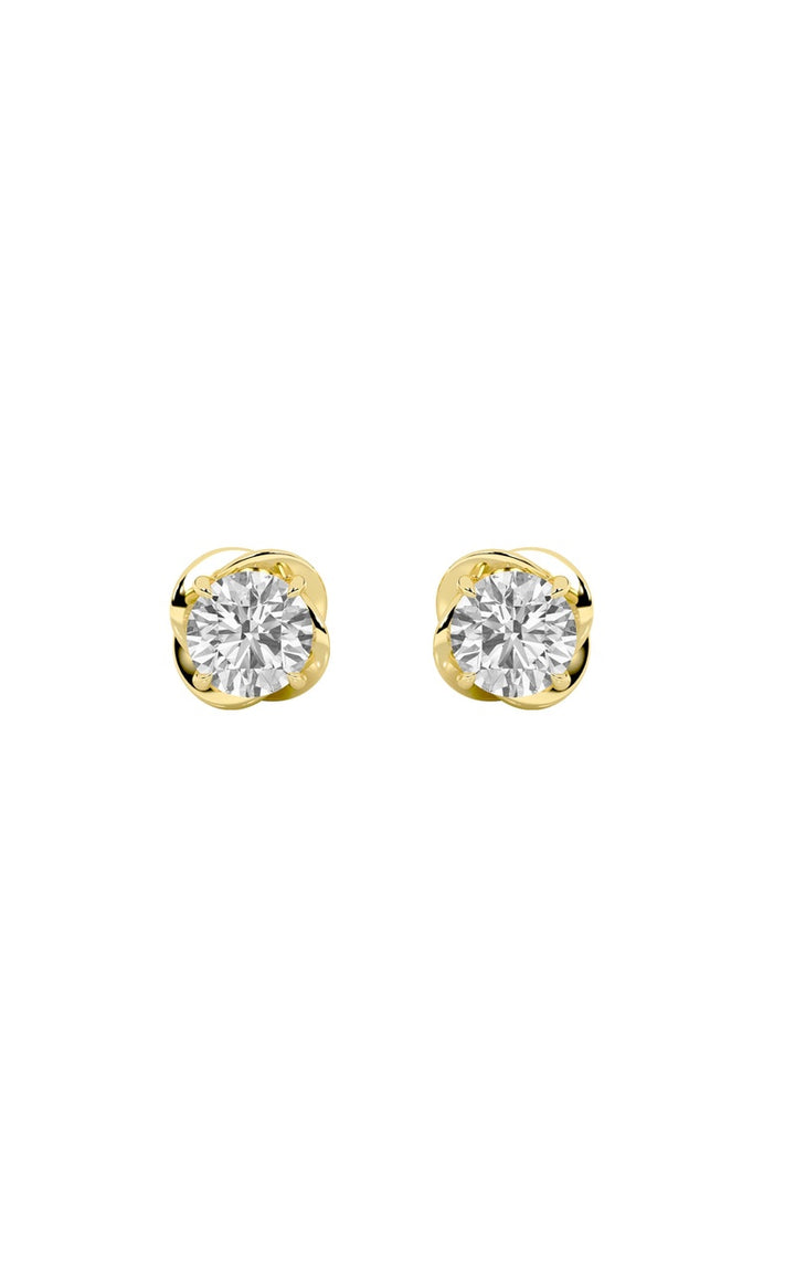 2Cttw Round Shaped Lab Grown Diamond (F/VS) Stud Earrings in 14K Gold