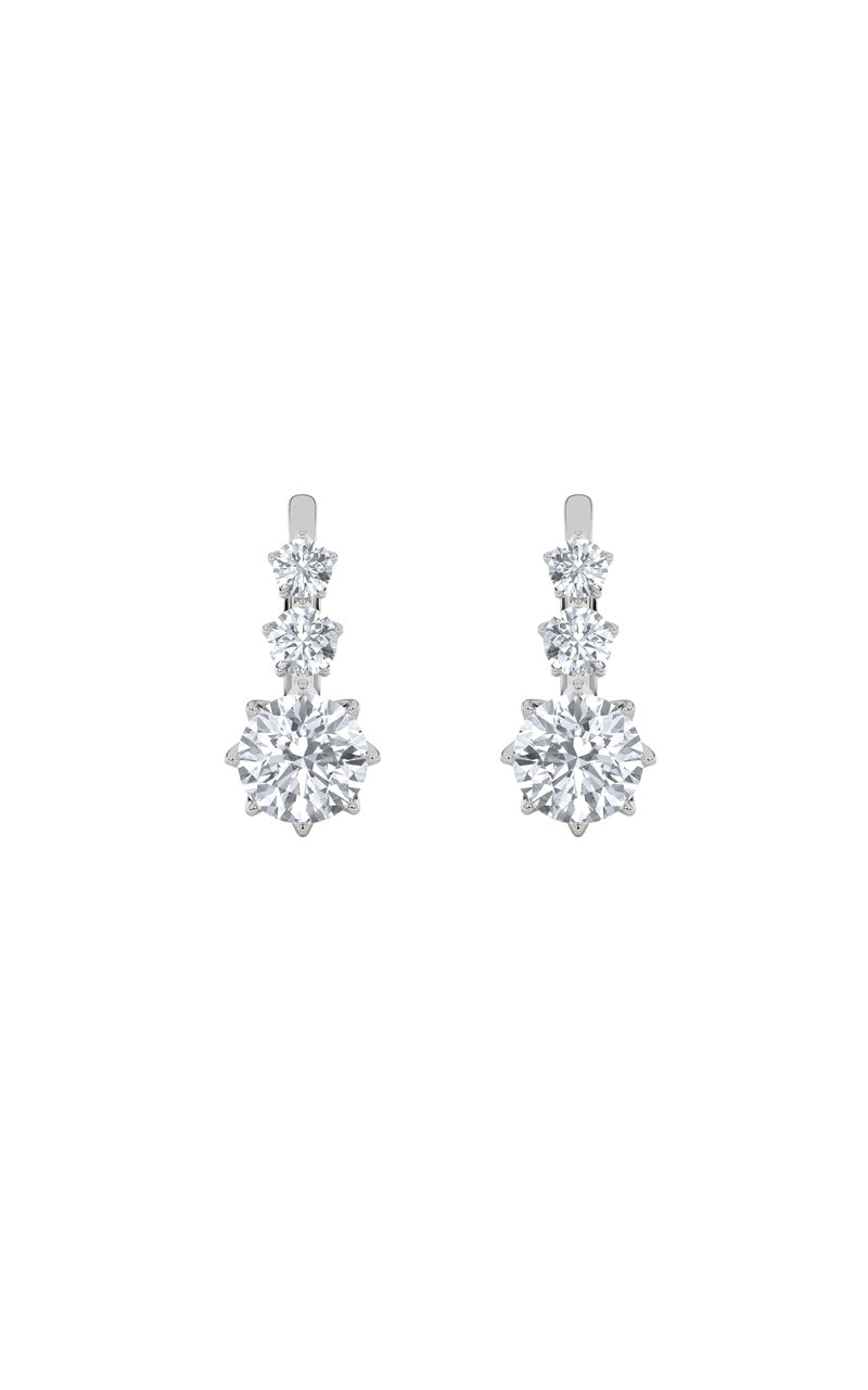 2.5Cttw Round Shaped Lab Grown Diamond (F/VS) Antique Design Earrings in 14K Gold