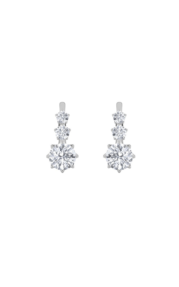2.5Cttw Round Shaped Lab Grown Diamond (F/VS) Antique Design Earrings in 14K Gold