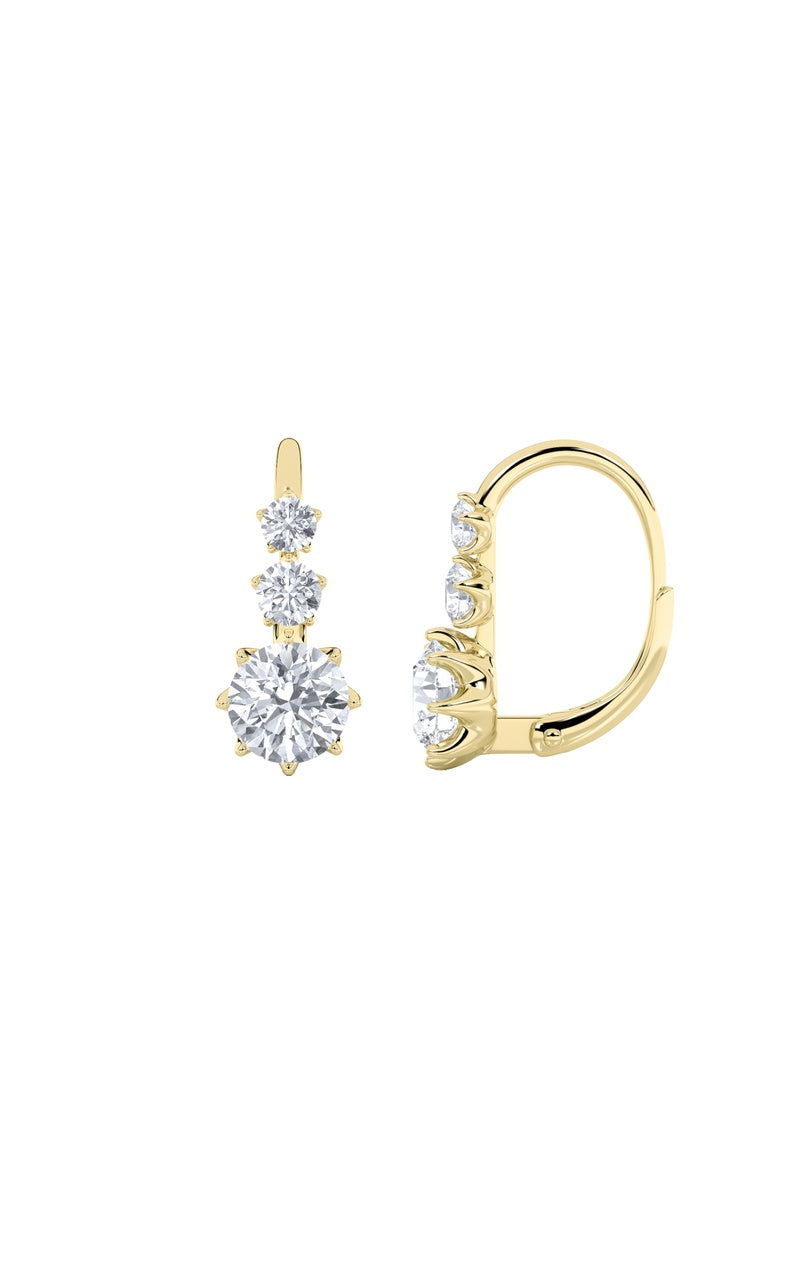 2.5Cttw Round Shaped Lab Grown Diamond (F/VS) Antique Design Earrings in 14K Gold