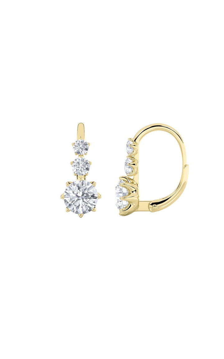 2.5Cttw Round Shaped Lab Grown Diamond (F/VS) Antique Design Earrings in 14K Gold