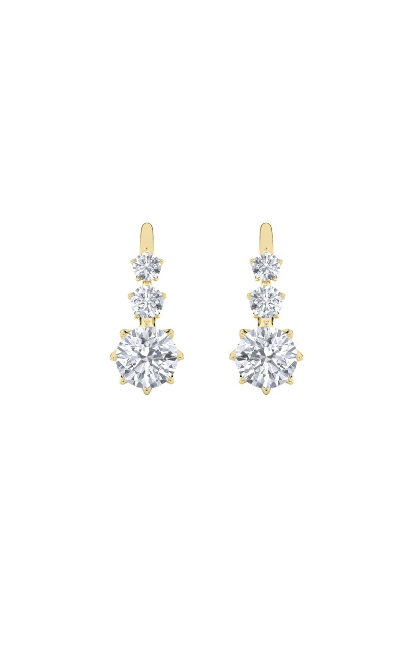 2.5Cttw Round Shaped Lab Grown Diamond (F/VS) Antique Design Earrings in 14K Gold