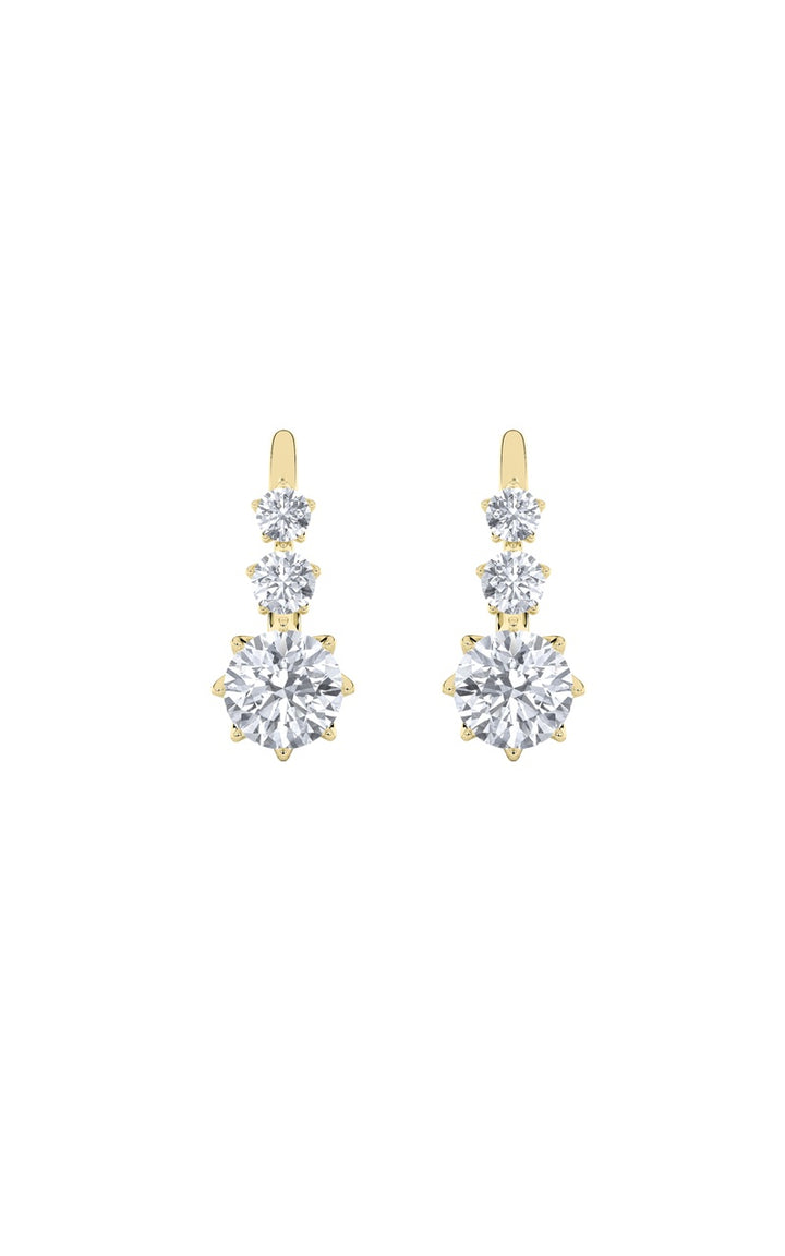 2.5Cttw Round Shaped Lab Grown Diamond (F/VS) Antique Design Earrings in 14K Gold