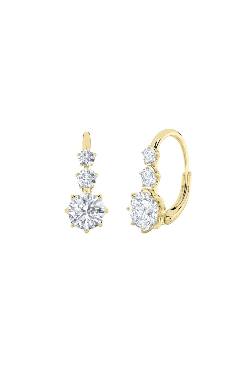 2.5Cttw Round Shaped Lab Grown Diamond (F/VS) Antique Design Earrings in 14K Gold
