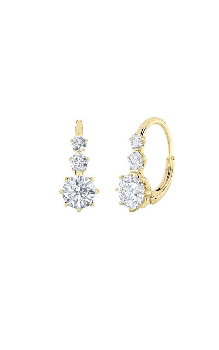 2.5Cttw Round Shaped Lab Grown Diamond (F/VS) Antique Design Earrings in 14K Gold