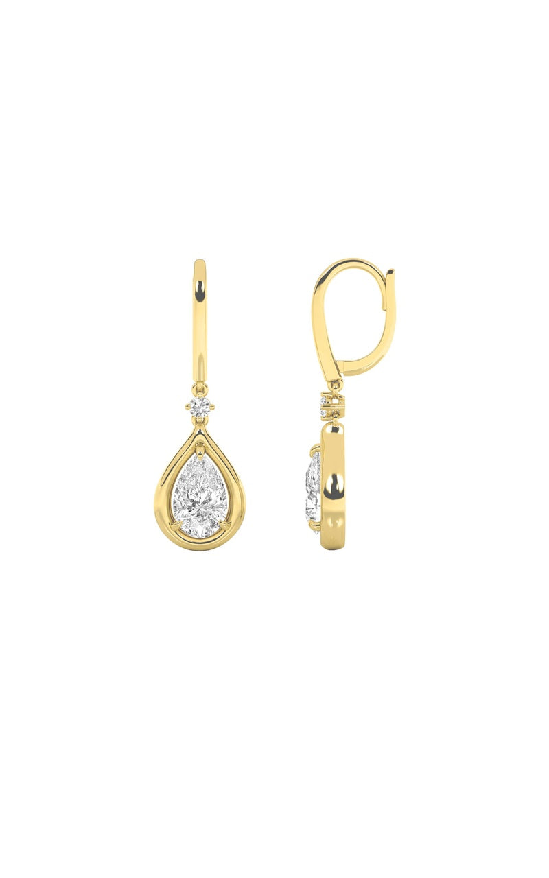 2Cttw Pear Shaped Lab Grown Diamond (F/VS) Dangle Earrings in 14K Gold