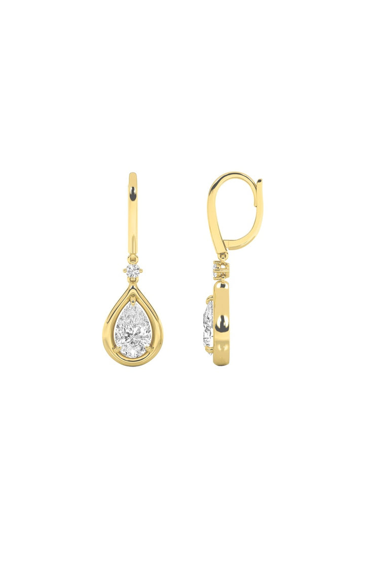 2Cttw Pear Shaped Lab Grown Diamond (F/VS) Dangle Earrings in 14K Gold
