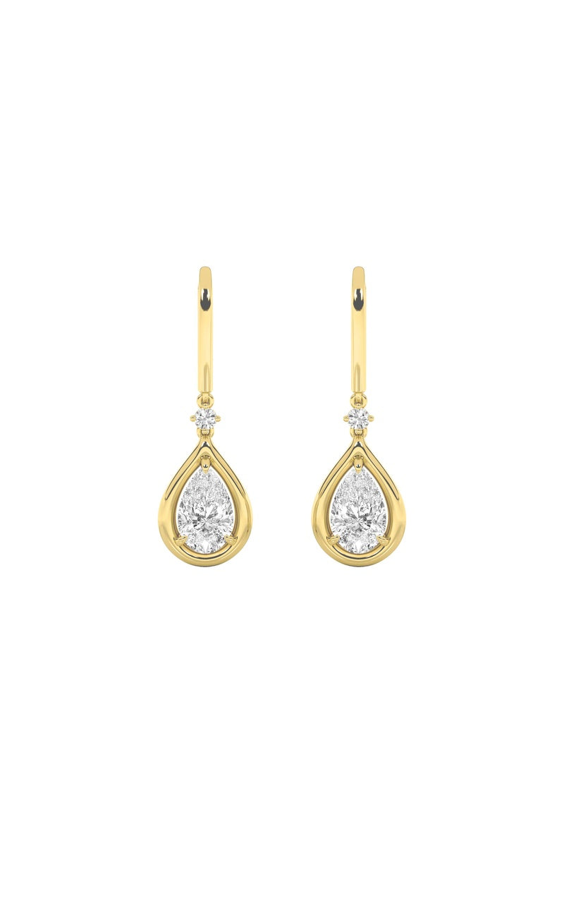 2Cttw Pear Shaped Lab Grown Diamond (F/VS) DangleEarrings in 14K Gold