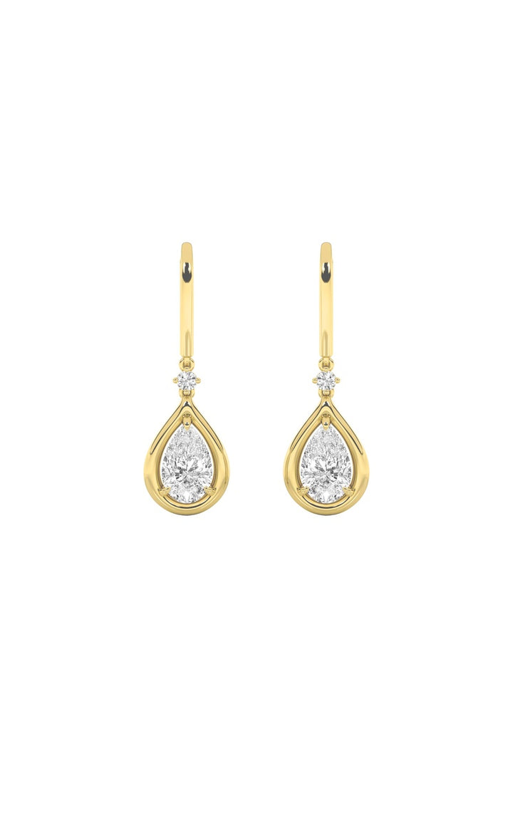 2Cttw Pear Shaped Lab Grown Diamond (F/VS) DangleEarrings in 14K Gold