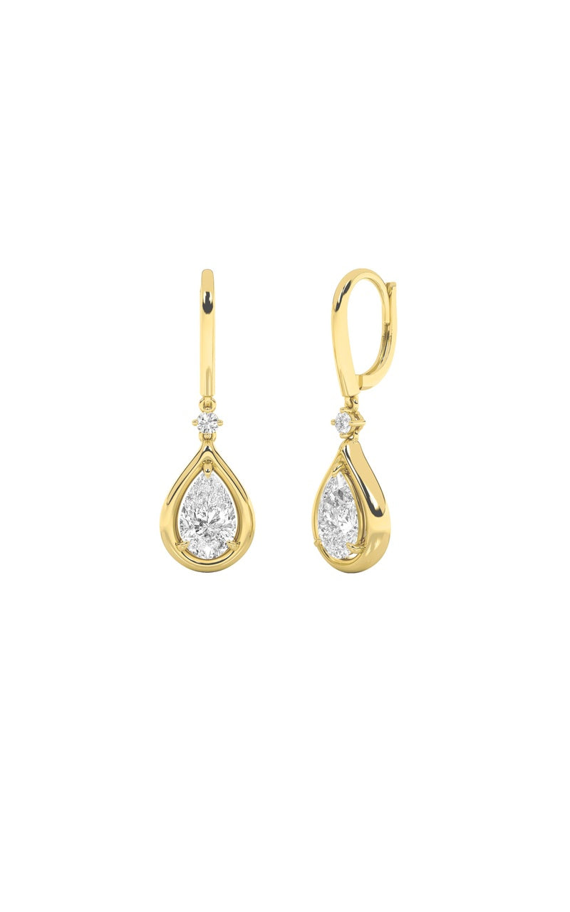 2Cttw Pear Shaped Lab Grown Diamond (F/VS) DangleEarrings in 14K Gold