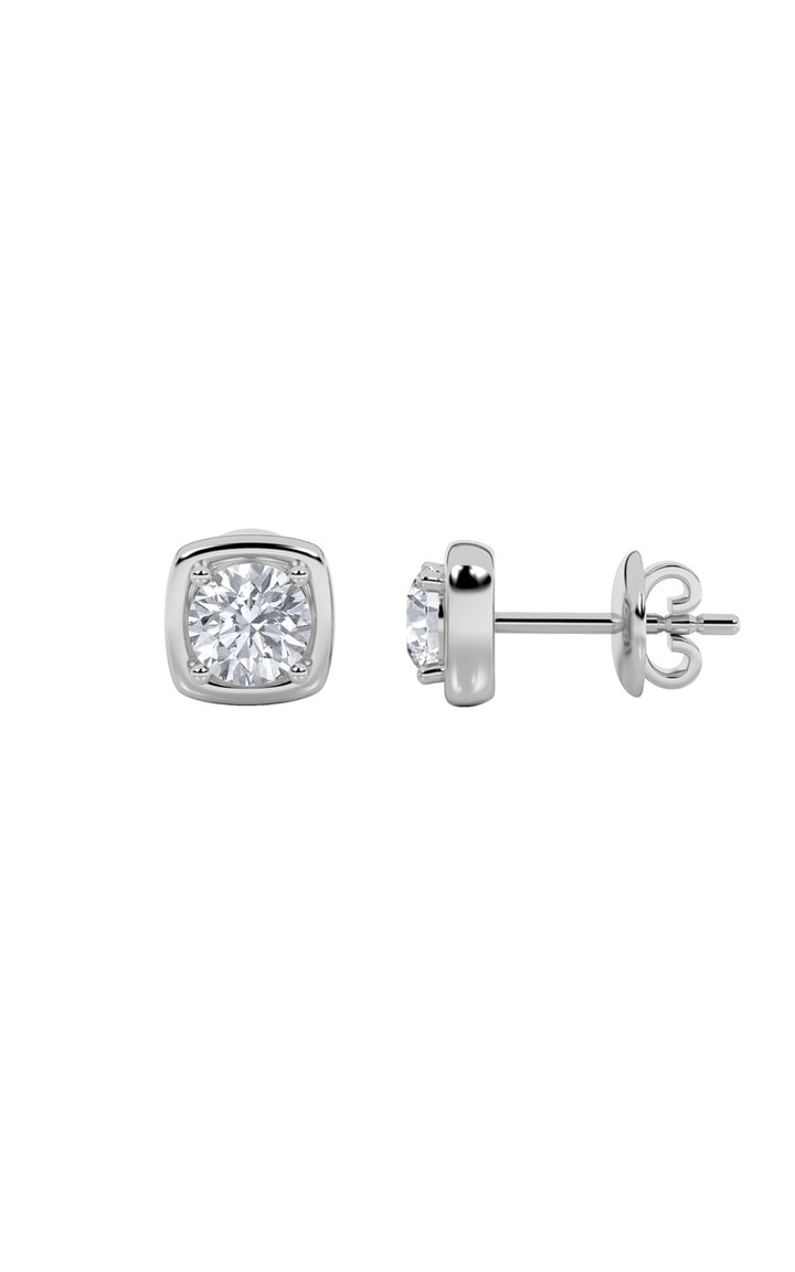 2Cttw Round Shaped Lab Grown Diamond (F/VS) Stud Earrings in 14K Gold
