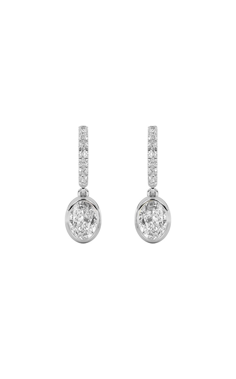 2Cttw Oval Shaped Lab Grown Diamond (F/VS) DangleEarrings in 14K Gold