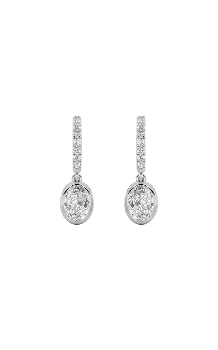 2Cttw Oval Shaped Lab Grown Diamond (F/VS) DangleEarrings in 14K Gold