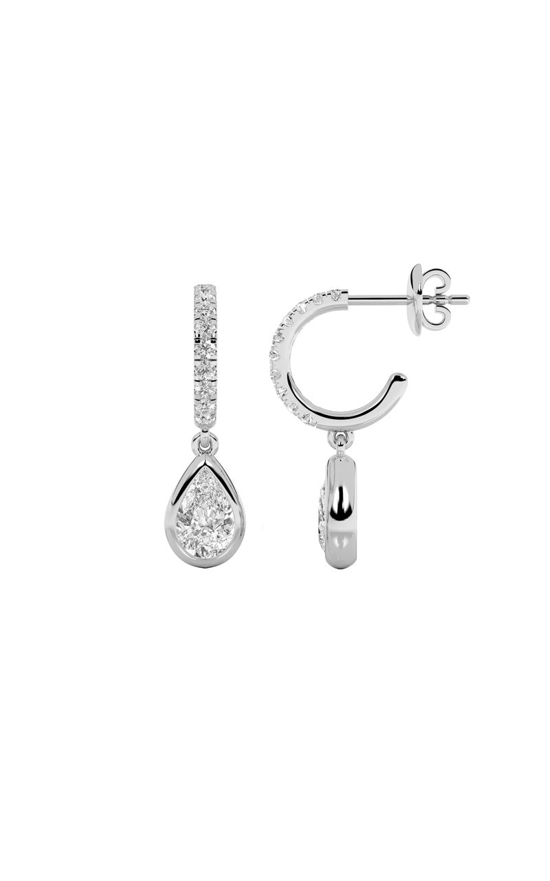 2Cttw Pear Shaped Lab Grown Diamond (F/VS) DangleEarrings in 14K Gold
