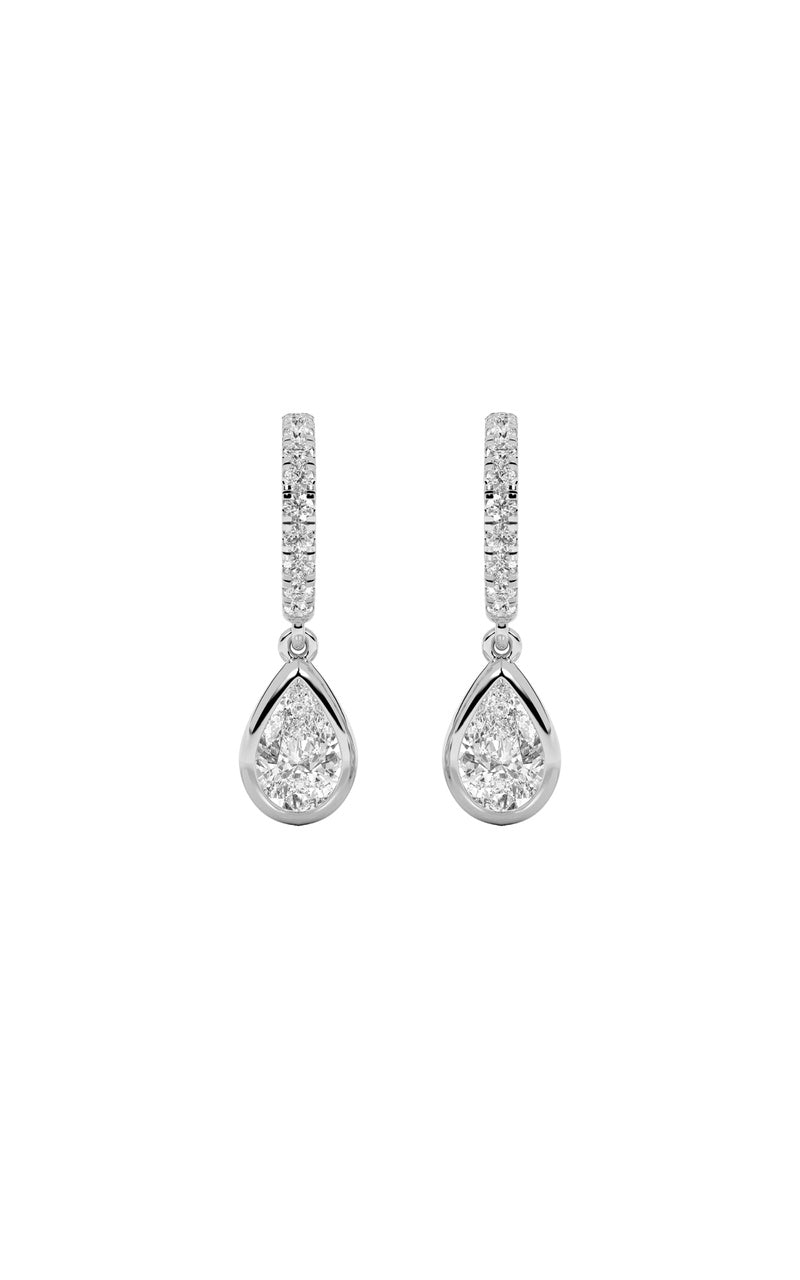 2Cttw Pear Shaped Lab Grown Diamond (F/VS) DangleEarrings in 14K Gold