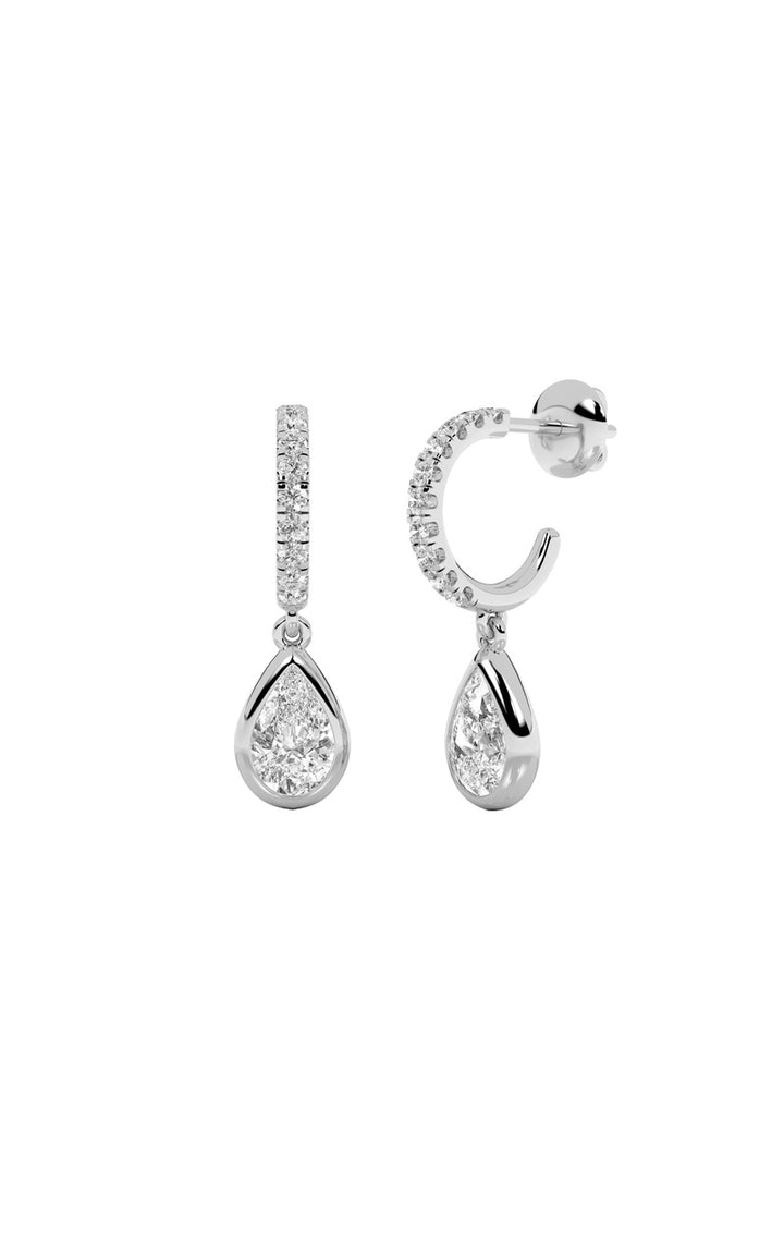 2Cttw Pear Shaped Lab Grown Diamond (F/VS) DangleEarrings in 14K Gold