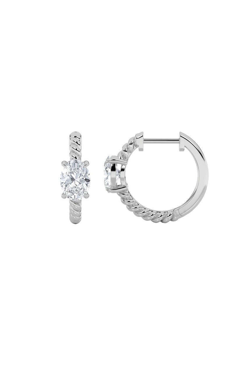 1Cttw Oval Shaped Lab Grown Diamond (F/VS) Hoop Earrings in 14K Gold