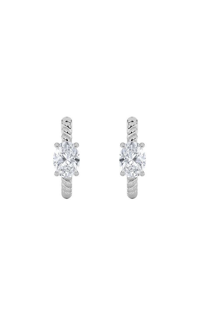 1Cttw Oval Shaped Lab Grown Diamond (F/VS) Hoop Earrings in 14K Gold