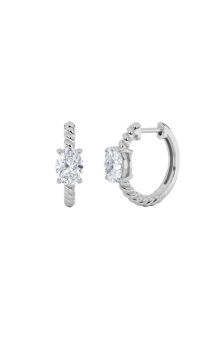 1Cttw Oval Shaped Lab Grown Diamond (F/VS) Hoop Earrings in 14K Gold