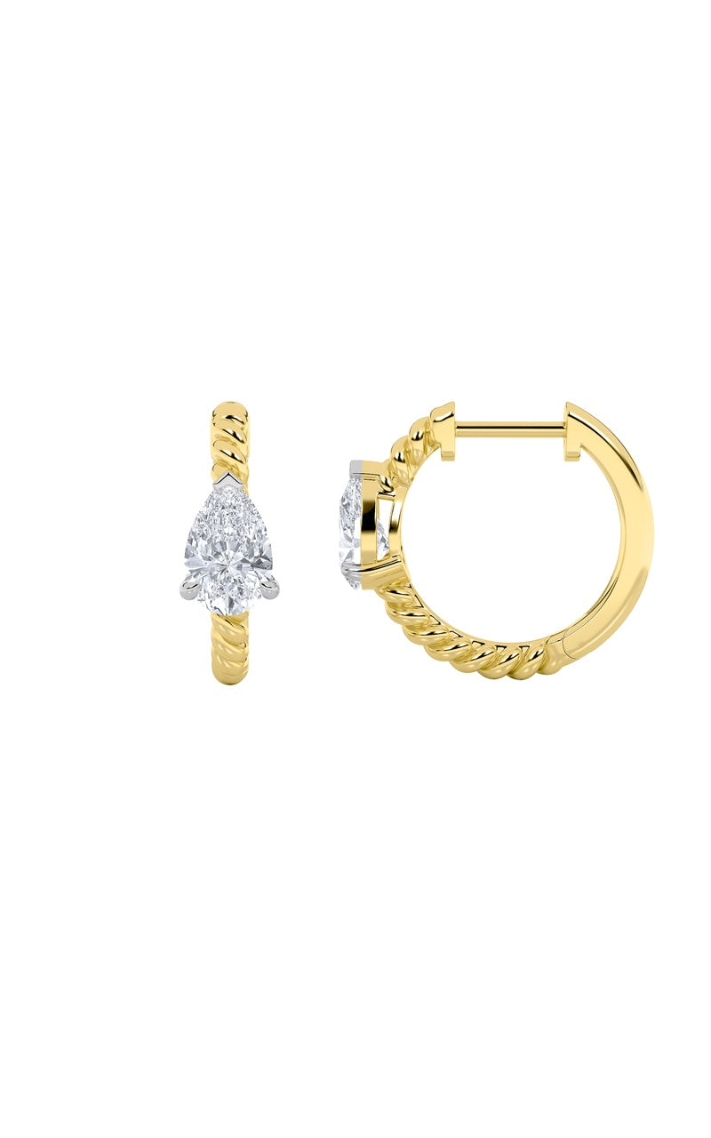 1Cttw Pear Shaped Lab Grown Diamond (F/VS) Hoop Earrings in 14K Gold