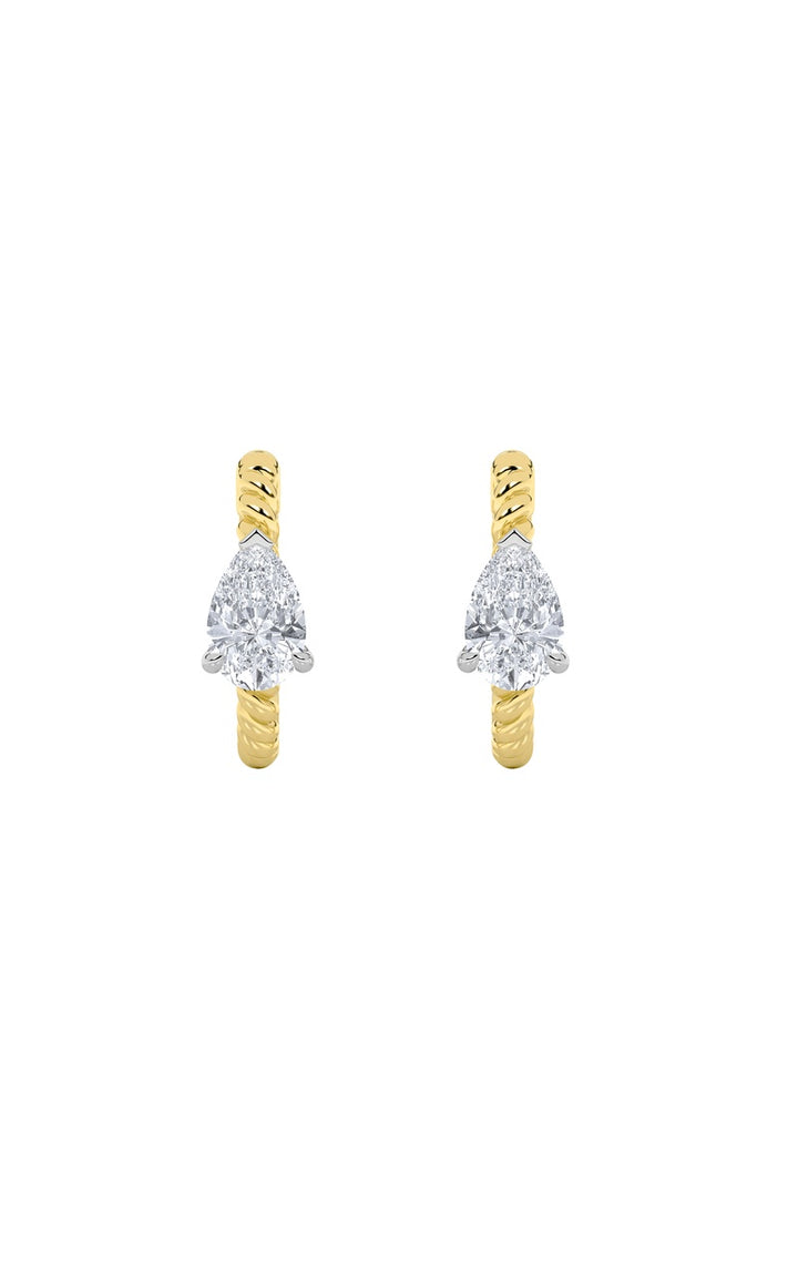 1Cttw Pear Shaped Lab Grown Diamond (F/VS) Hoop Earrings in 14K Gold