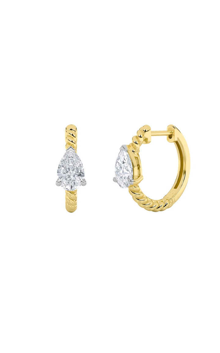 1Cttw Pear Shaped Lab Grown Diamond (F/VS) Hoop Earrings in 14K Gold