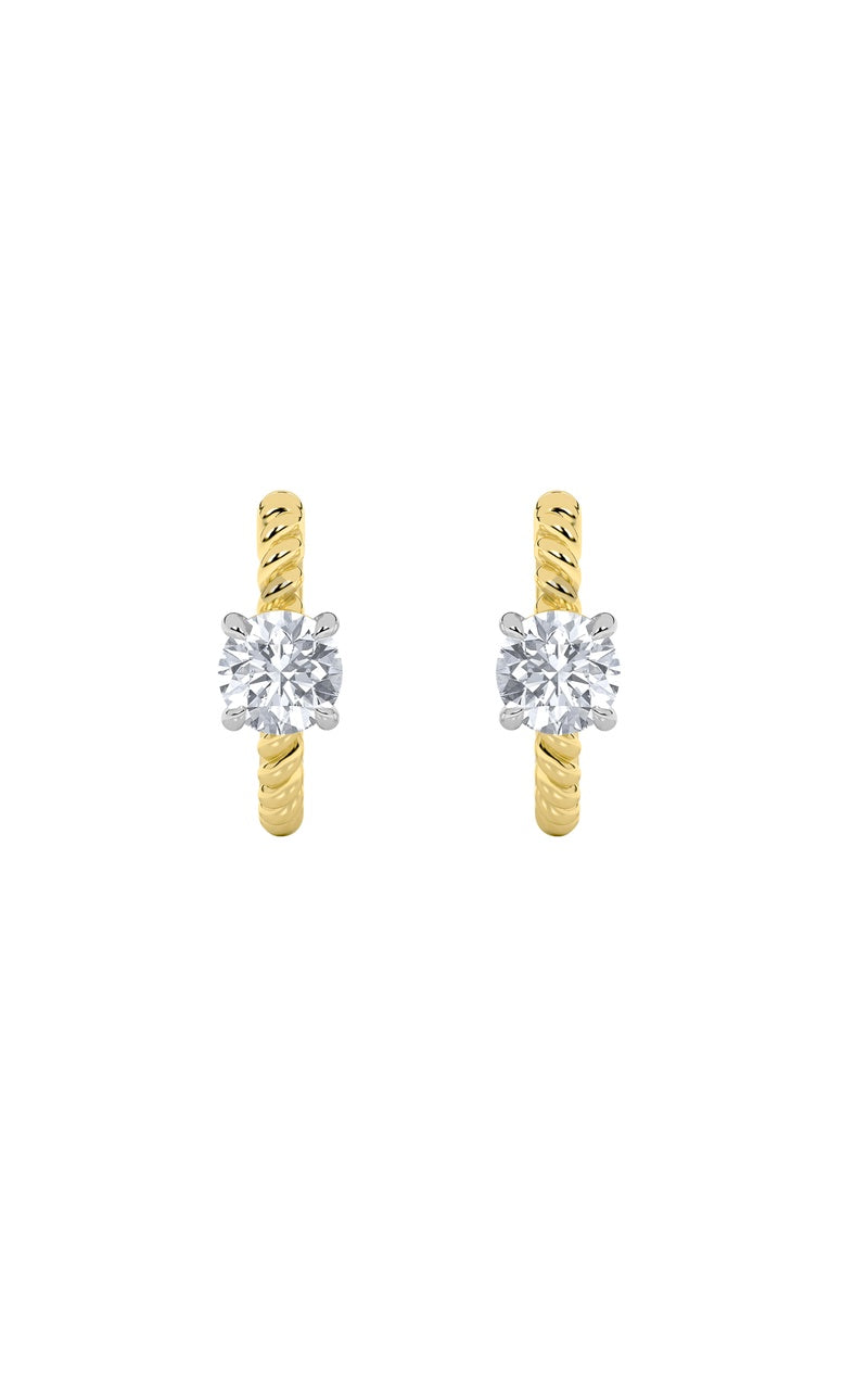 1Cttw Round Shaped Lab Grown Diamond (F/VS) Accented Hoop Earrings in 14K Gold