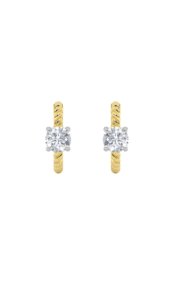 1Cttw Round Shaped Lab Grown Diamond (F/VS) Accented Hoop Earrings in 14K Gold