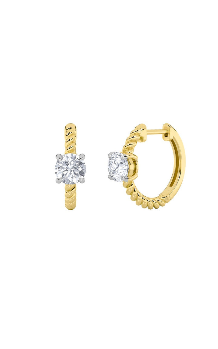 1Cttw Round Shaped Lab Grown Diamond (F/VS) Accented Hoop Earrings in 14K Gold