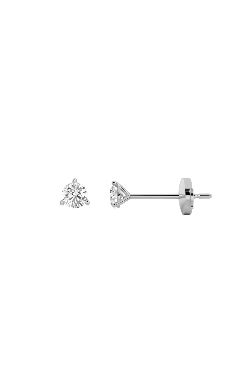 0.5Cttw Round Shaped Lab Grown Diamond (G/VS) Three Prong Martini Stud Earrings in 14K Gold