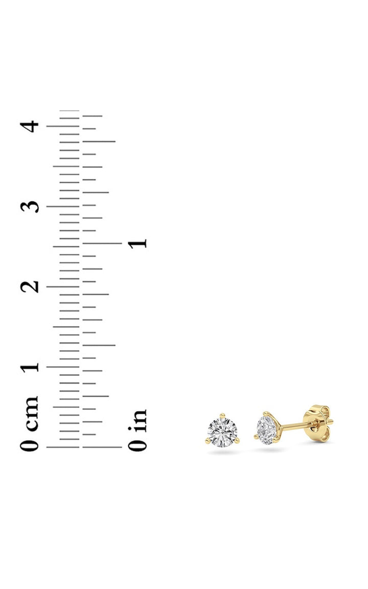 0.5Cttw Round Shaped Lab Grown Diamond (G/VS) Three Prong Martini Stud Earrings in 14K Gold