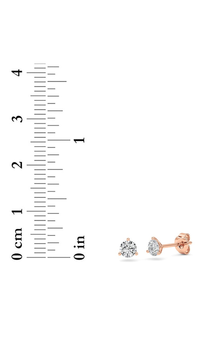 0.5Cttw Round Shaped Lab Grown Diamond (G/VS) Three Prong Martini Stud Earrings in 14K Gold