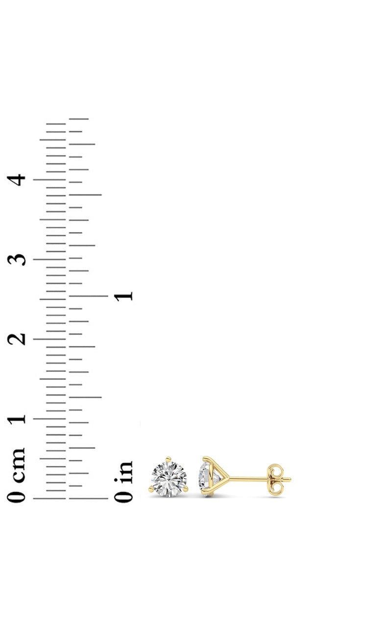 1Cttw Round Shaped Lab Grown Diamond (G/VS) ThreeProng Martini Stud Earrings in 14K White Gold