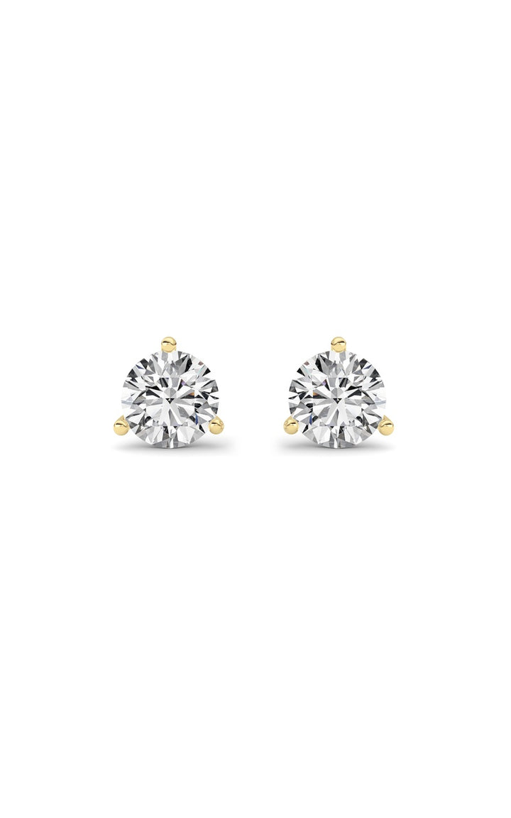 1.5Cttw Round Shaped Lab Grown Diamond (G/VS) Three Prong Martini Stud Earrings in 14K White Gold