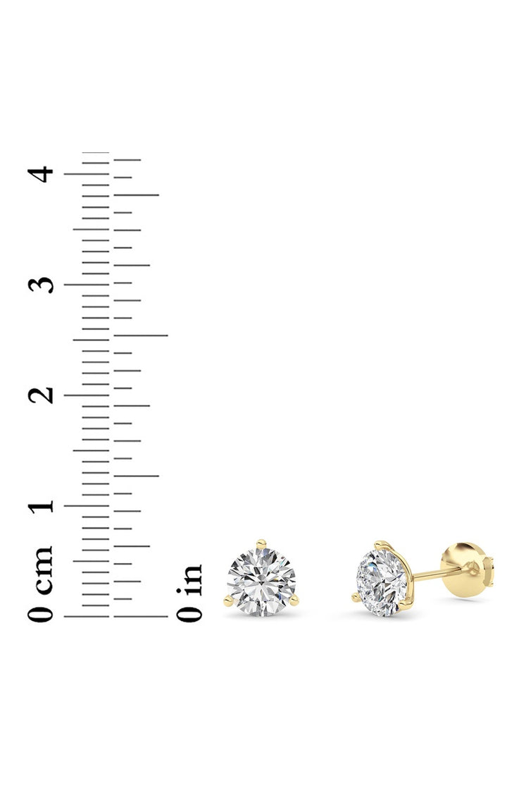2.5Cttw Round Shaped Lab Grown Diamond (G/VS) Three Prong Martini Stud Earrings in 14K White Gold