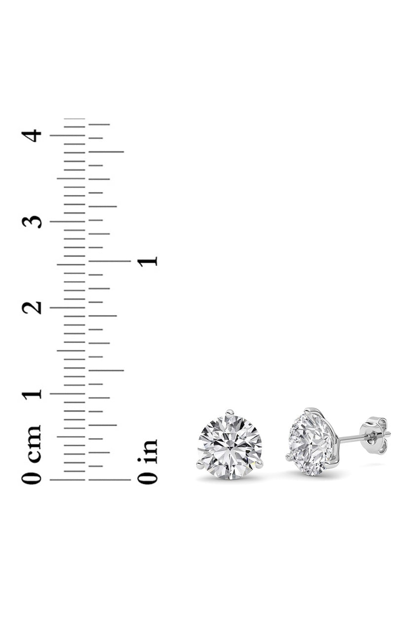 4Cttw Round Shaped Lab Grown Diamond (G/VS) Three Prong Martini Stud Earrings in 14K White Gold