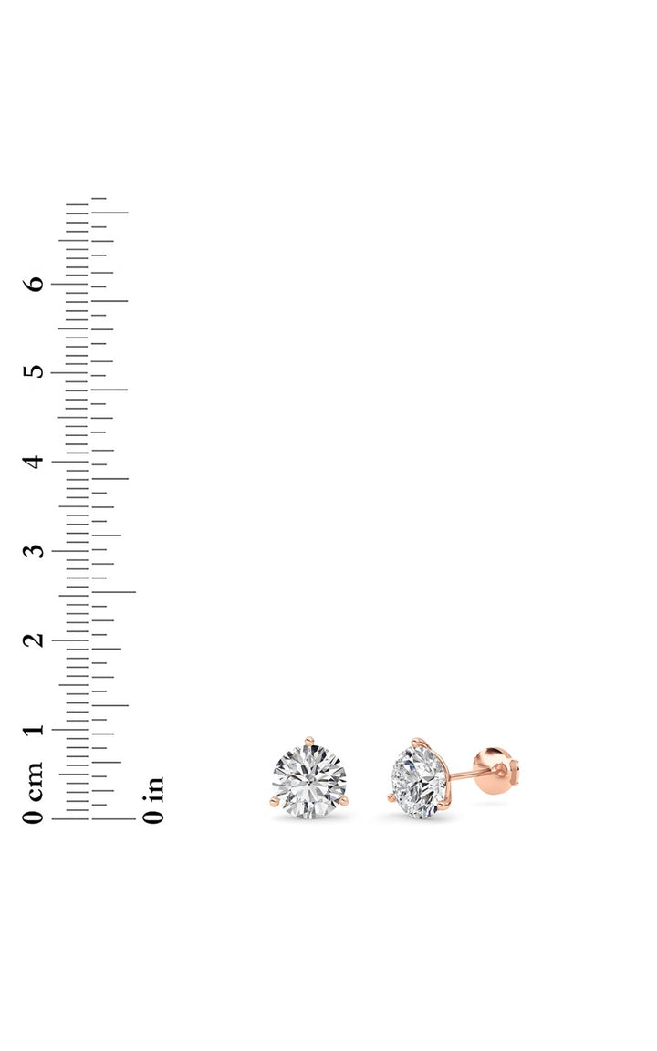 4.5Cttw Round Shaped Lab Grown Diamond (G/VS) Three Prong Martini Stud Earrings in 14K White Gold