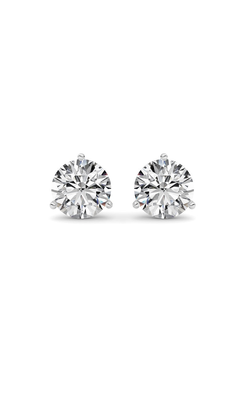 5.5Cttw Round Shaped Lab Grown Diamond (G/VS) Three Prong Martini Stud Earrings in 14K White Gold