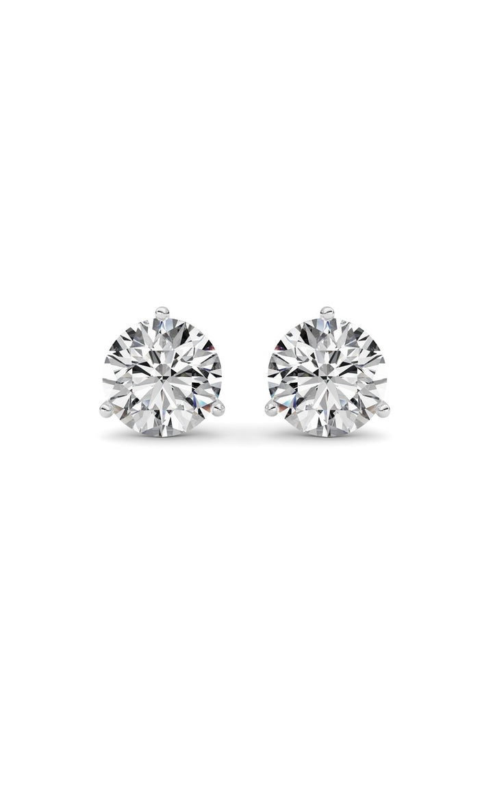5.5Cttw Round Shaped Lab Grown Diamond (G/VS) Three Prong Martini Stud Earrings in 14K White Gold