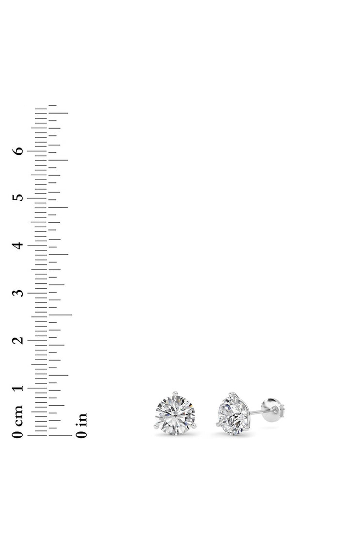 5.5Cttw Round Shaped Lab Grown Diamond (G/VS) Three Prong Martini Stud Earrings in 14K White Gold
