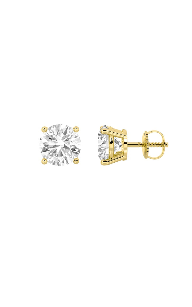 5.5Cttw Round Shaped Lab Grown Diamond (G/VS) Three Prong Martini Stud Earrings in 14K White Gold