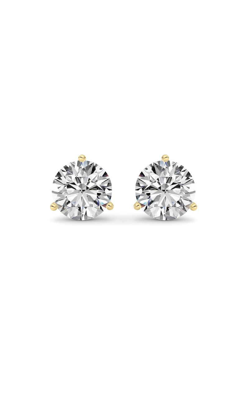 5.5Cttw Round Shaped Lab Grown Diamond (G/VS) Three Prong Martini Stud Earrings in 14K White Gold