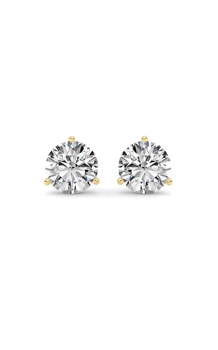 5.5Cttw Round Shaped Lab Grown Diamond (G/VS) Three Prong Martini Stud Earrings in 14K White Gold