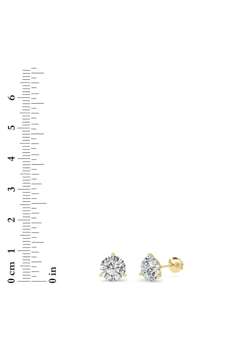 5.5Cttw Round Shaped Lab Grown Diamond (G/VS) Three Prong Martini Stud Earrings in 14K White Gold