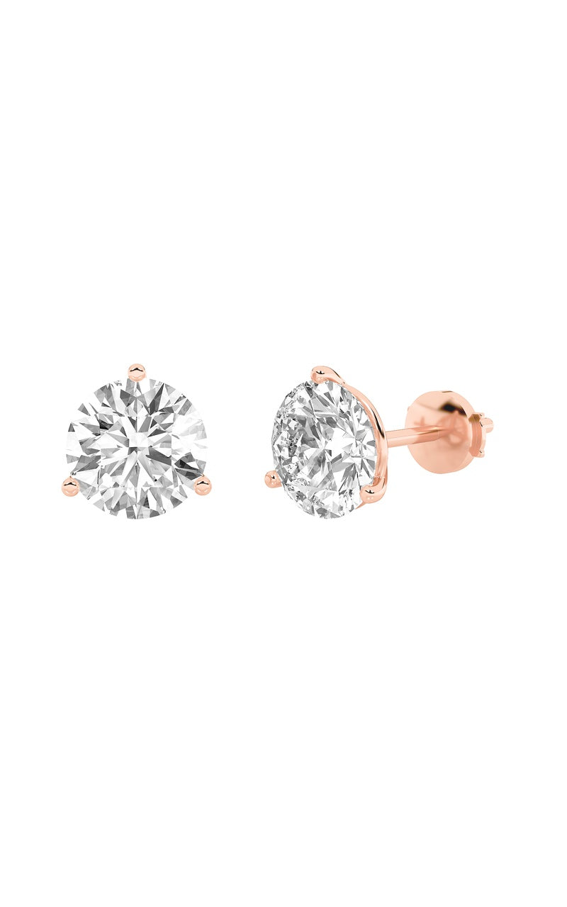 5.5Cttw Round Shaped Lab Grown Diamond (G/VS) Three Prong Martini Stud Earrings in 14K White Gold